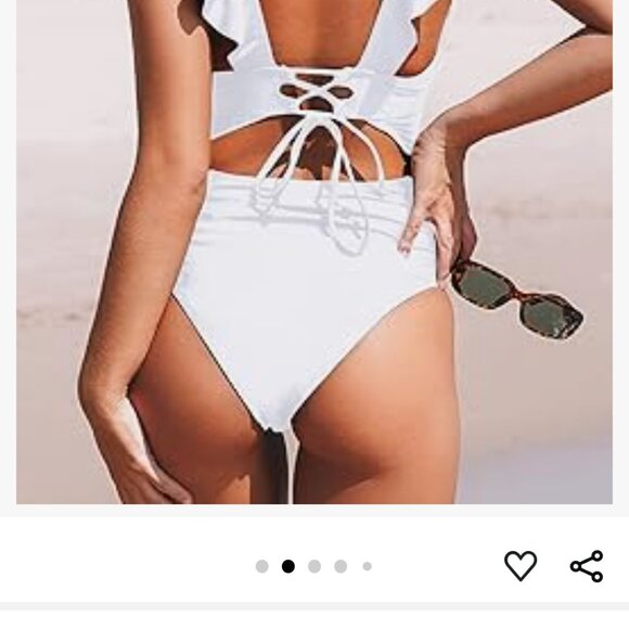 White ruffled cupshe swimsuit - Picture 2 of 5